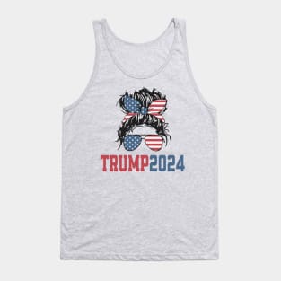 Vintage Trump 2024 Messy Hair Bun Tank Top